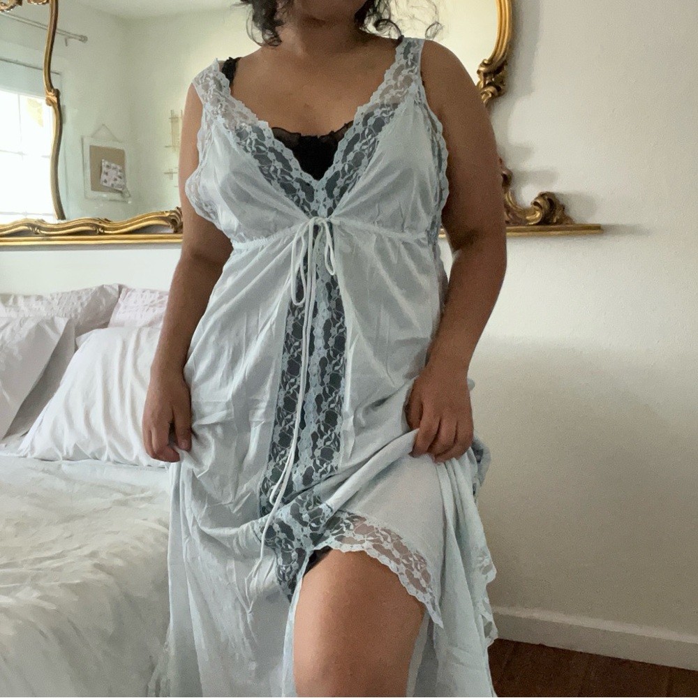 Vintage JCPenney Lace Trim Chemise lace slip dress size L